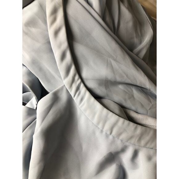 Dessy Collection Bridesmaid Dress Maxi Open Back High Neck Slit Blue NWT 4 - Picture 8 of 9